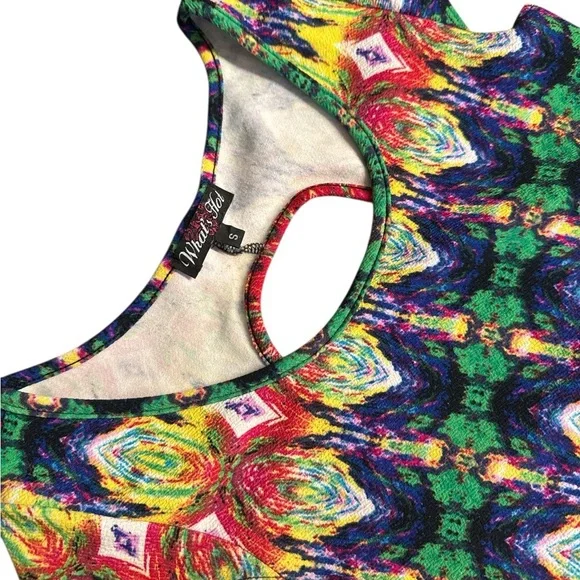 5/$25 Vibrant Multicolor Women's Midi Dress - Picture 3 of 4